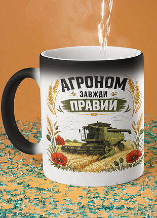 Чашка хамелеон керамическая с принтом "агроном всегда правая" 330 мл