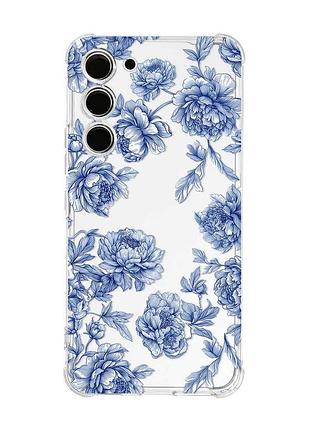 Чехол с утолщёнными углами на samsung galaxy s22 plus лунные цветы (принт 434)