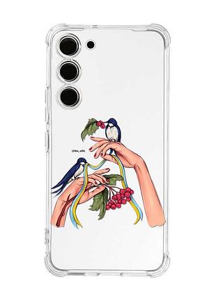 Чехол с утолщёнными углами на samsung galaxy s22 plus ласточки (принт 15)