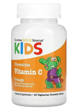 Жевательный витамин с с биофлавоноидами california gold nutrition vitamin c with bioflavonoid complex for children chewable, 90