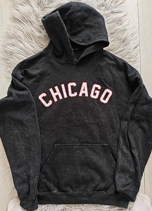 Жіноче худі boohoo тай дай чорне з написом chicago
