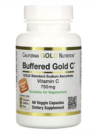 Буферный витамин с california gold nutrition vitamin c 750 mg, 60 вегакапсул для поддержания иммунитета