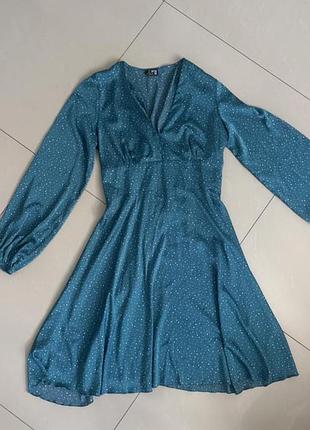 Коротка жіноча сукня wear me атласна бірюзова