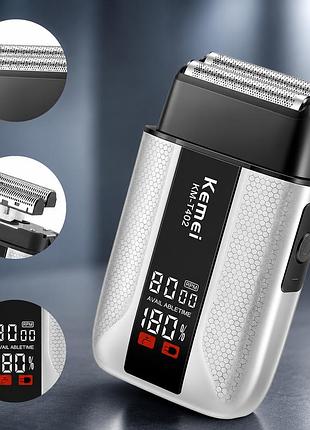 Професійна бритва kemei t402 / шейвер водонепроникна ipx7, з led-дисплеєм / подвійна електробритва з 3 регульованими швидкостями