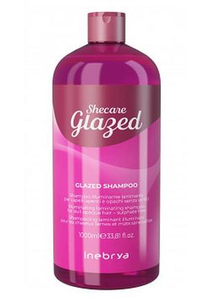 Шампунь для блеска волос с эффектом глазировки inebrya sheсare glazed shampoo 1000 мл