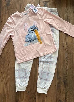 Піжама тепла флісова для дівчинки стіч stitch primark тепла піжама 8-9 років 128-134 розмір пижама теплая флисовая на девочку 7-8-9 лет