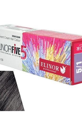 Краска для волос elinorfive5 professional светлый шатен пепельный 5/1 100 мл