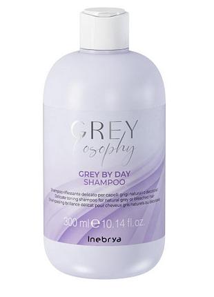 Шампунь тонуючий для натурального сивого та блондованного волосся inebrya grey by day shampoo 300 мл