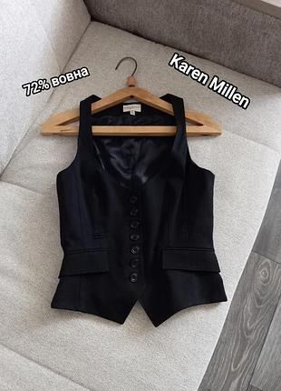 Классический приталенный костюмный жилет karen millen в винтажном ретро стиле 🖤⚜️ вовна