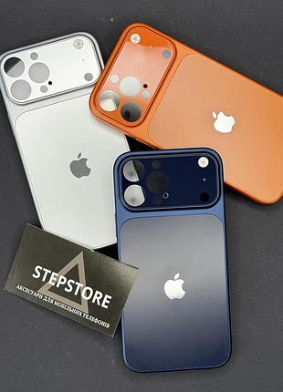 Чохол для iphone 16 pro з і лінзами на камеру скляний матовий glass logo acrylic case сріблястий (silver)