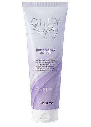 Маска тонирующая для натуральных седых и блондированных волос inebrya grey by day butter 300 мл