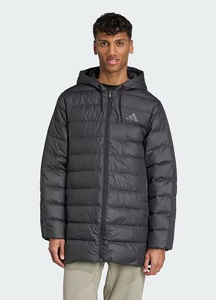 Оригінал пухова парка  чоловіча essentials climawarm 3-stripes jm4061 пуховик адідас чорний довгий зима повсякденний базовий стильний s
