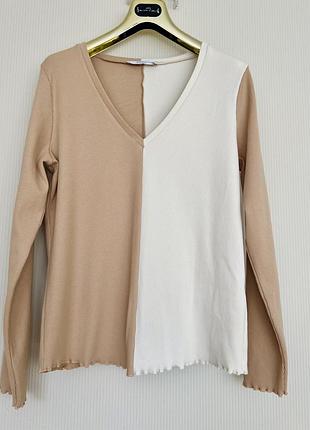 Якісний лонгслив джемпер michelle keegan ribbed v neck colour block top