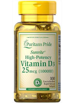 Вітаміни та мінерали puritan's pride vitamin d3 1000 iu, 100 капсул