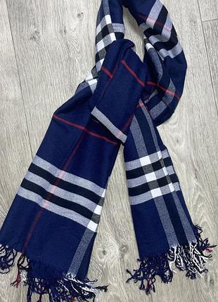 Шарф жіночий burberry темно-синій в клітинку