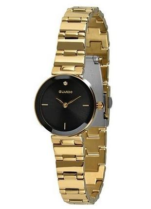 Жіночий годинник guardo premium t01070-4 золотистий корпус золотистий браслет чорний циферблат