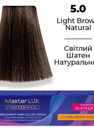 Стійка крем-фарба для волосся 5.0 світлий шатен натуральний (60 мл) master lux