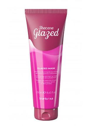 Маска для блеска волос с эффектом глазировки inebrya sheсare glazed mask 250 мл