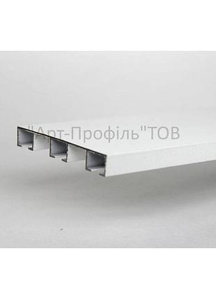 Карниз потолочный алюминиевый арт-профиль модель 10.3 трехрядный белый 6,0 м с фурнитурой (арт. ap-al-103-w-f-600)