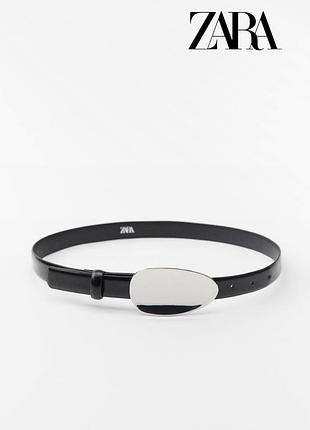 Кожаный ремень zara с овальной пряжкой