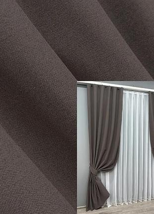 Комплект штор vr-textil лен блэкаут 2 шт 100x270 см серо-коричневый (1722ш)