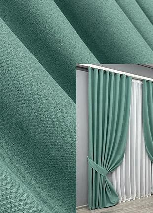Комплект штор vr-textil ashen night блекаут 2 шт 150x290 см бірюзовий (1849ш)