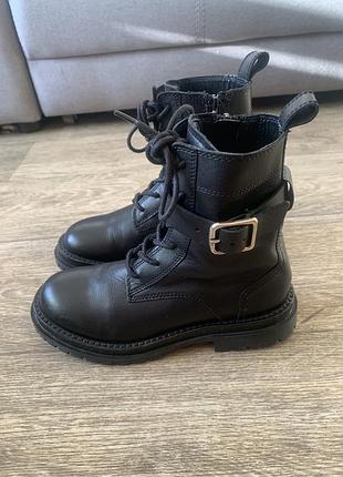 Чорні шкіряні черевики zara p.30 ботинки кожаные девочке