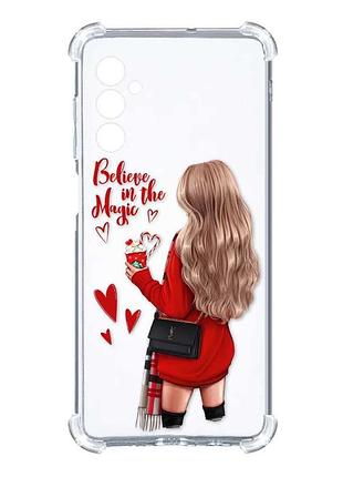 Чохол з потовщеними кутами на samsung galaxy a27 дівчина з кавою (принт 137)