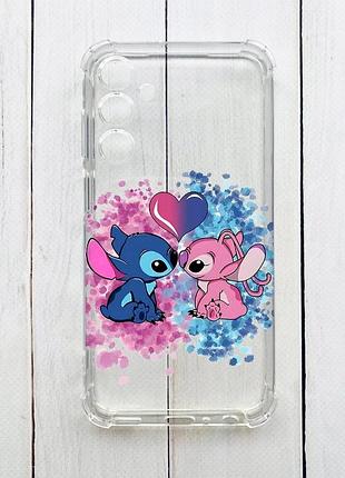 Чохол з потовщеними кутами на samsung galaxy a27 стіч і ангел (принт 391)