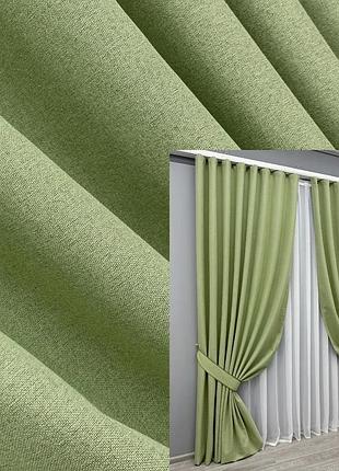 Комплект штор vr-textil ashen night блекаут 2 шт 150x290 см оливковий (1841ш)