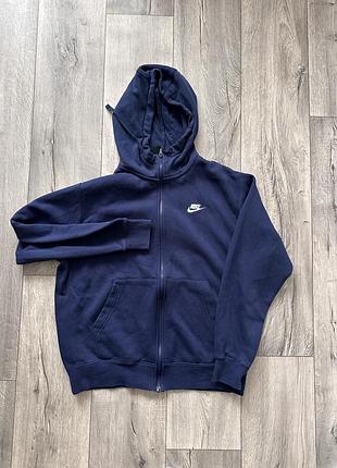 Nike зипка худи кофта на замке мужская синяя м кофта на флисе утепленная