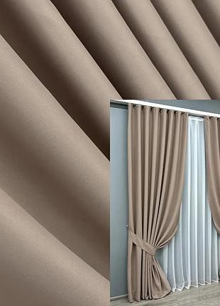 Комплект штор vr-textil midnight блекаут 2 шт 150x290 см світле какао (1824ш)
