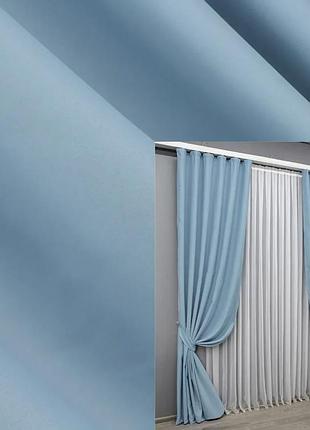 Комплект штор vr-textil midnight блекаут 2 шт 100x290 см блакитний (1676ш)