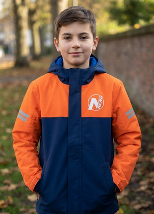 Куртка для хлопчика nerf синьо-помаранчева з капюшоном 11-12 років (152 см)