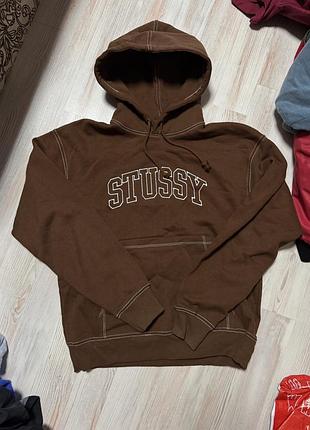 Чоловіче худі stussy з великим логотипом, коричневе