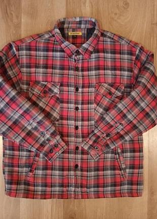 Фланелевая рубашка-куртка (shacket) в красно-серую клетку (тартан) workwear protective