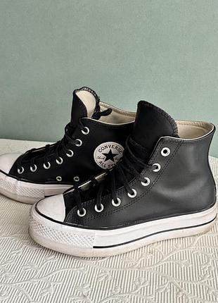 Кеди жіночі converse чорні шкіряні