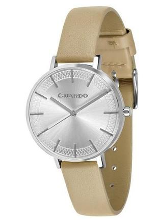 Женские часы guardo premium b01396-2 стальной корпус бежевый кожаный ремешок светлый циферблат