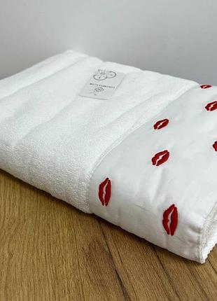 Махровое полотенце банное 100% хлопок colorful home 70х140 белый губки