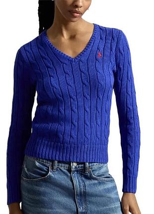 Жіночий джемпер polo ralph lauren kable vintage knit sweater фактурна в'язка, синій, s y2k