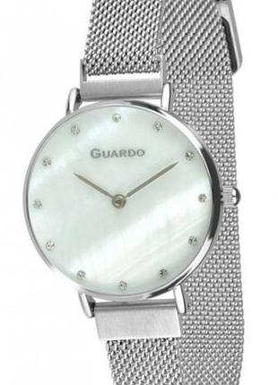 Женские часы guardo premium 012654-1 стальной корпус браслет миланского плетения перламутровый циферблат
