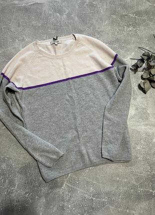 Светр жіночий cocoa cashmere кашеміровий сірий з рожевим