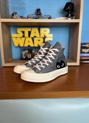 Кеди унісекс converse x comme des garçons play сірі 37.5 (24 см) котон жіночі конверс кдг кросівки