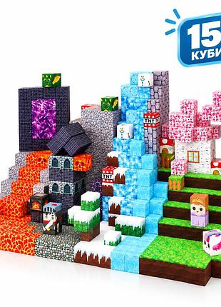 Магнітний конструктор minecraft сакура, лід і лава 150 деталей для дітей від 3 років