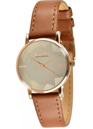 Женские часы guardo luxury collection s02159-6 корпус розовое золото светло-коричневый кожаный ремешок светлый циферблат