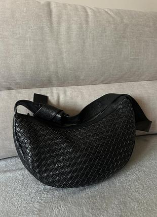 Сумка жіноча loveandbag чорна шкіряна плетена