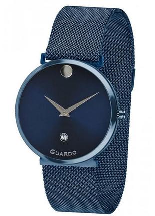 Мужские часы guardo premium b01402-10 синий корпус синий браслет миланского плетения синий циферблат