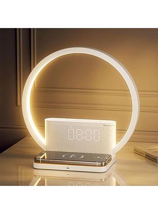 Led ночник/будильник/беспроводное зарядное устройство aj310b 10×24×24см белый reteyung