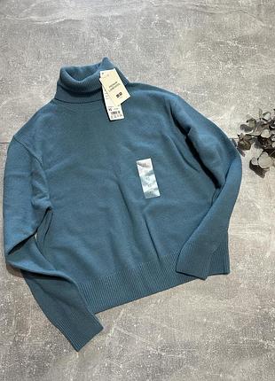 Светр жіночий uniqlo з високим коміром, бірюзовий