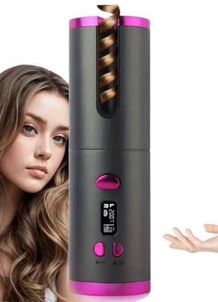 Плойка-бигуди беспроводная hair сurler для завивки волос чёрная с розовым